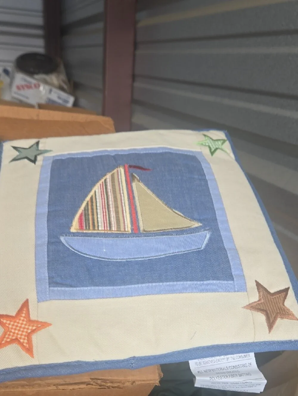 Nursery Crib Wall Hangings with Sailboat, Bear & Airplane Motifs - Blue & Cream